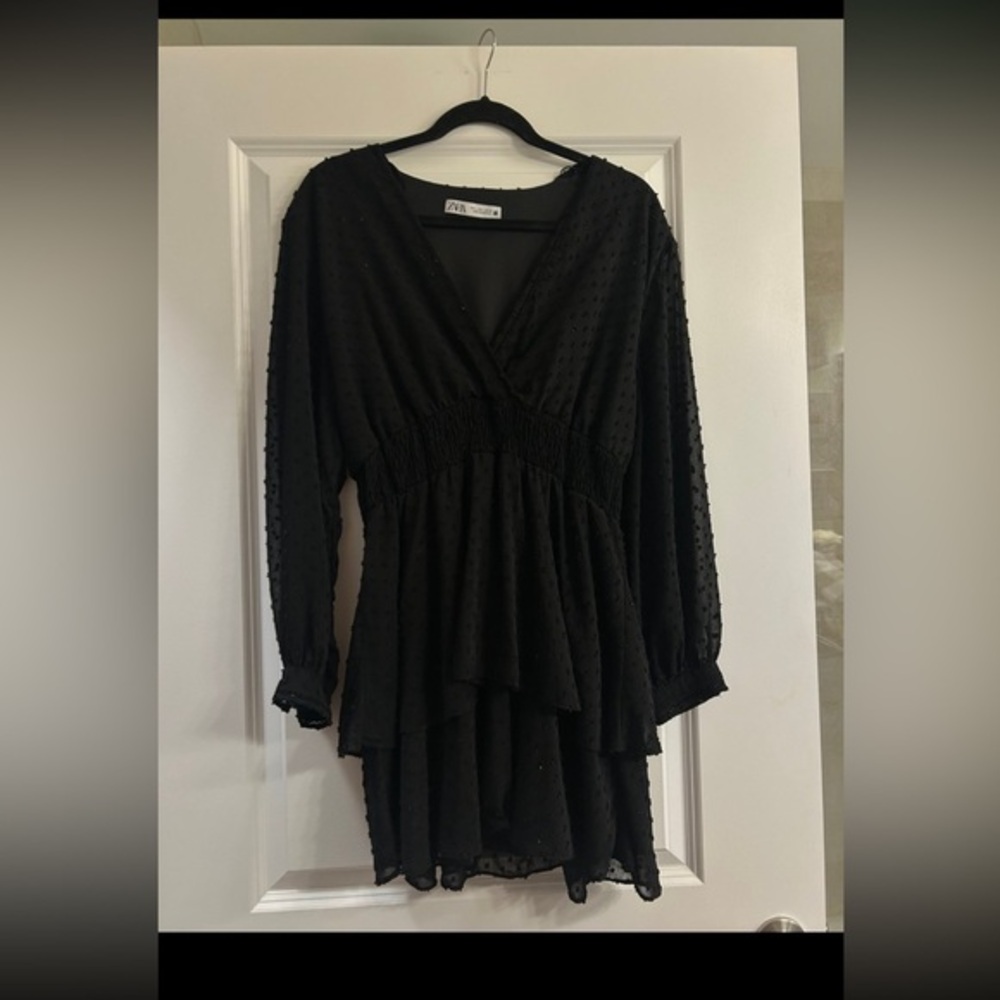 ZARA women’s Swiss Dot Short black dress size large